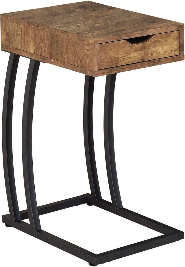Coaster® Troy Antique Nutmeg Accent Chairside Table with Black Metal Base -0