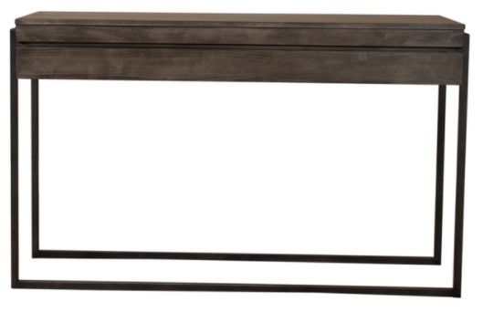 Liberty Furniture Gateway Weathered Gray Sofa Table with Black Metal Frames-3