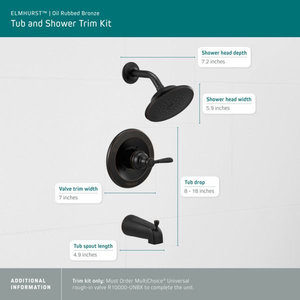 Peerless  Elmhurst® Oil Rubbed Bronze Tub Shower Trim Kit-3