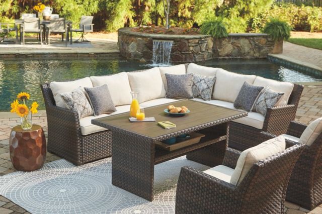 Signature Design by Ashley® Easy Isle 3-Piece Dark Brown Sectional with Cushions-3