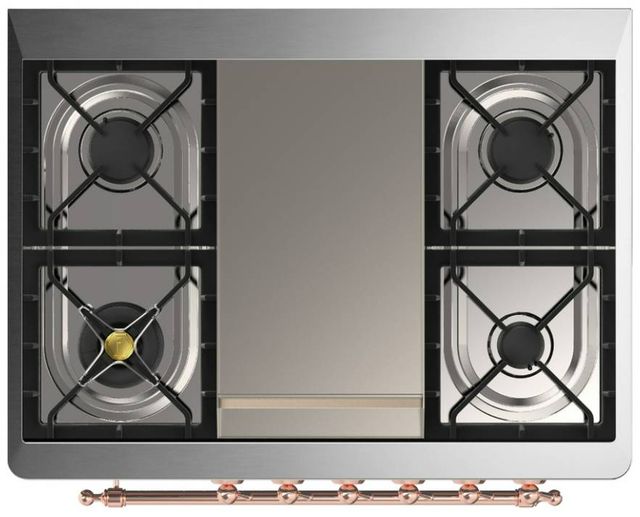 Ilve® Majestic III 36" Stainless Steel Pro Style Dual Fuel Liquid Propane Range with Solid Door and Copper Trim-2