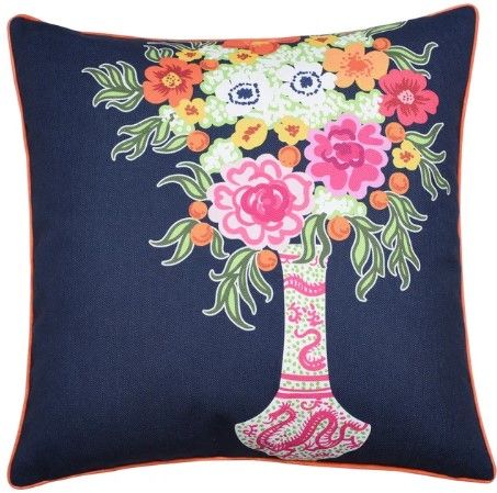 Stylecraft Tinck Dark Blue/Light Green Velvet Throw Pillow-0