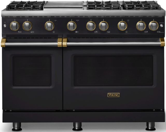 Viking® 5 Series 48" Onyx Pro Style Gas (NG) Range with Brushed Brass Trim-0