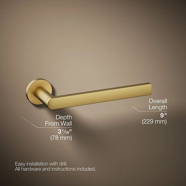 KOHLER® Composed® Vibrant Brushed Moderne Brass Towel Arm-2