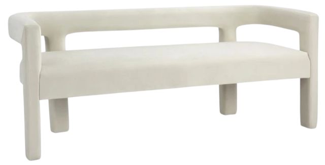 Meridian Furniture Athena Cream Velvet Upholstered Bench-0