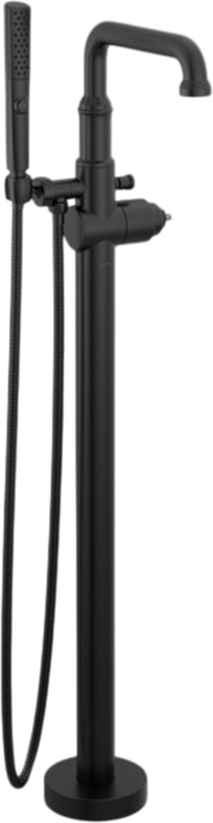 Delta Broderick® Matte Black Less Handle Floor Mount Tub Filler Trim-0