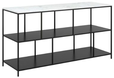 Zuo® Modern Singularity White Top Console Table with Black Steel Frame -0