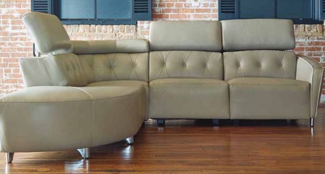 Fornirama 3788 4-Piece Taupe Power Reclining Sectional with Adjustable Headrest Set-1