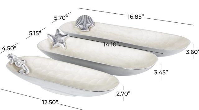 Deco Marche 3-Piece White Oval Decorative Bowl Set-3