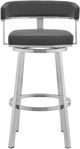 Armen Living Lorin Brushed Stainless Steel/Gray Swivel Counter Stool-3