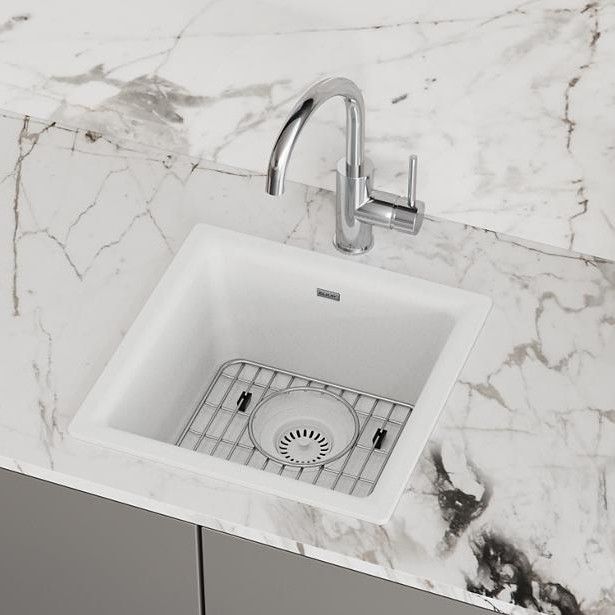 Elkay Quartz Classic® White 15.75" Single Bowl Dual Mount Bar Sink Kit-2