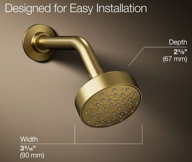 KOHLER® Awaken® G90 Vibrant Brushed Moderne Brass 1.75 GPM Single-Function Showerhead-3