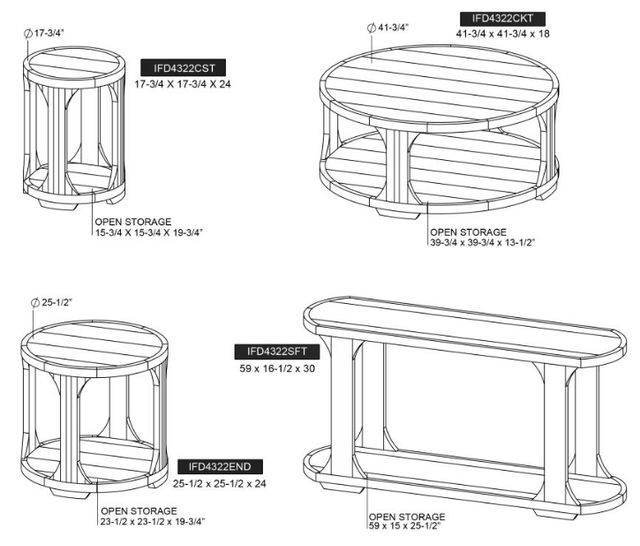 International Furniture Direct Balam Stained White Round End Table-2