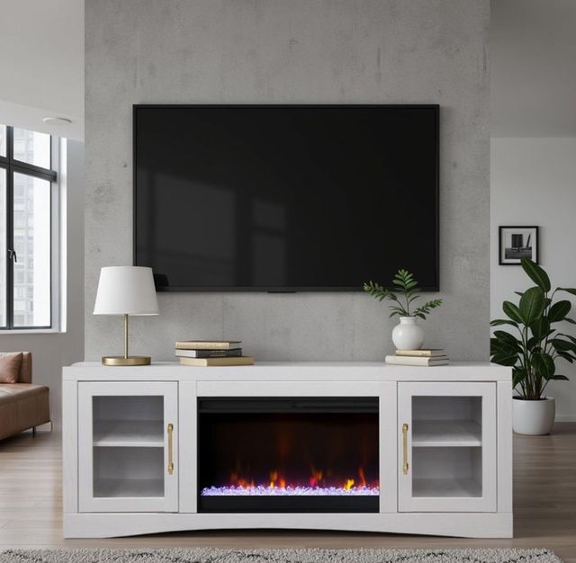 Legends Home Heritage White 65" Fireplace TV Stand-1