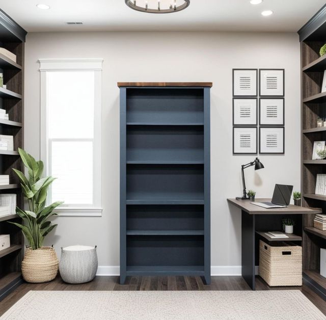 Legends Home Nantucket Blue Denim/Whiskey Bookcase-1