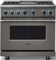 Viking® 7 Series 36" Damascus Gray Pro Style Dual Fuel Range with 12" Reversible Griddle-3