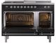 Ilve® Nostalgie II Noblesse 48'' Glossy Black Pro Style Dual Fuel Range with Chrome Trim-2