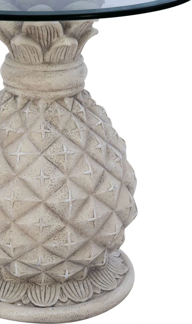 Powell® Penelope Glass Top Pineapple Side Table with Cream Base-2