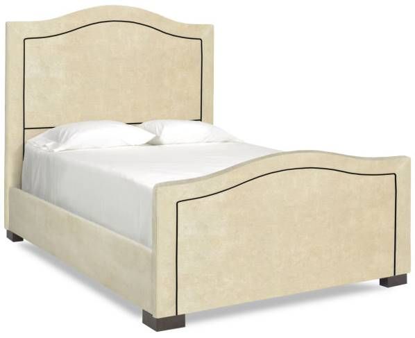 Parker Southern Dream Creations Beige Scroll Upholstered Bed with Footboard-0