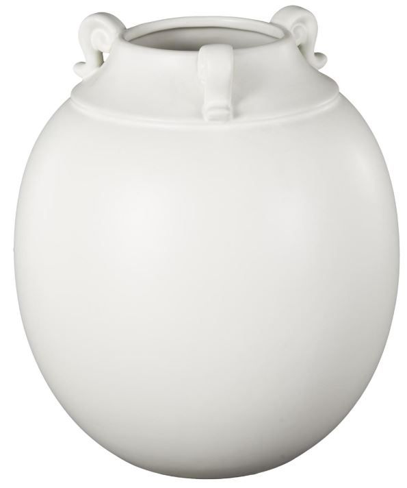 Deco Marche White Ceramic Vase with Scroll Handles-2