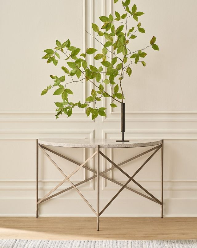 Universal Explore Home™ Avaline White Spier Console Table with Gold Base-1
