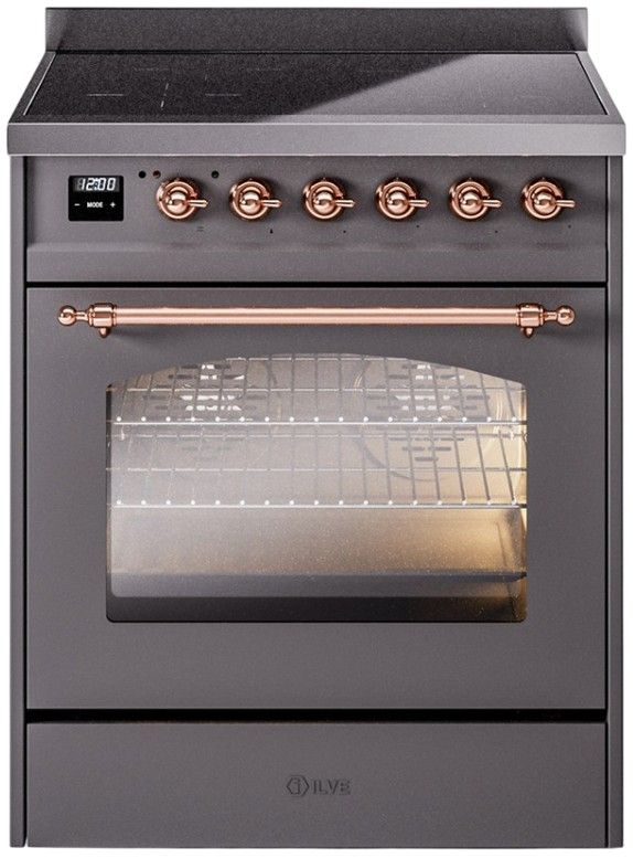 Ilve® Nostalgie II Series 30" Matte Graphite Pro Style Induction Range-0