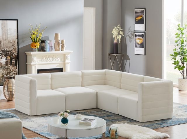 Meridian Furniture Quincy 5-Piece Cream Upholstered Modular Sectional-2