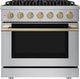 Hauslane HausPro 36" Stainless Steel Pro-Style Dual Fuel Range with Satin Brass Knobs-0