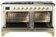 Ilve® Majestic III 60" Antique White Pro Style Dual Fuel Natural Gas Range with Triple Glass Door and Brass Trim-1