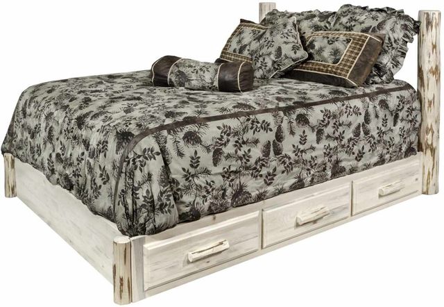 Montana Woodworks® Montana Collection Clear Lacquer Queen Platform Bed with Storage-3