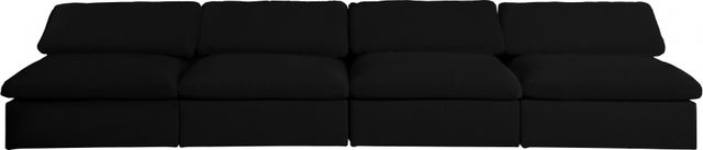 Meridian Furniture Serene Black Linen Fabric Deluxe Cloud Modular Armless Sofa-1