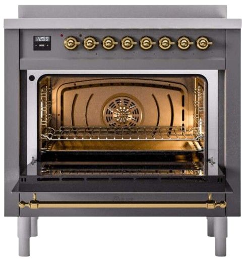 Ilve® Nostalgie II Series 36" Matte Graphite Pro Style Induction Range-1