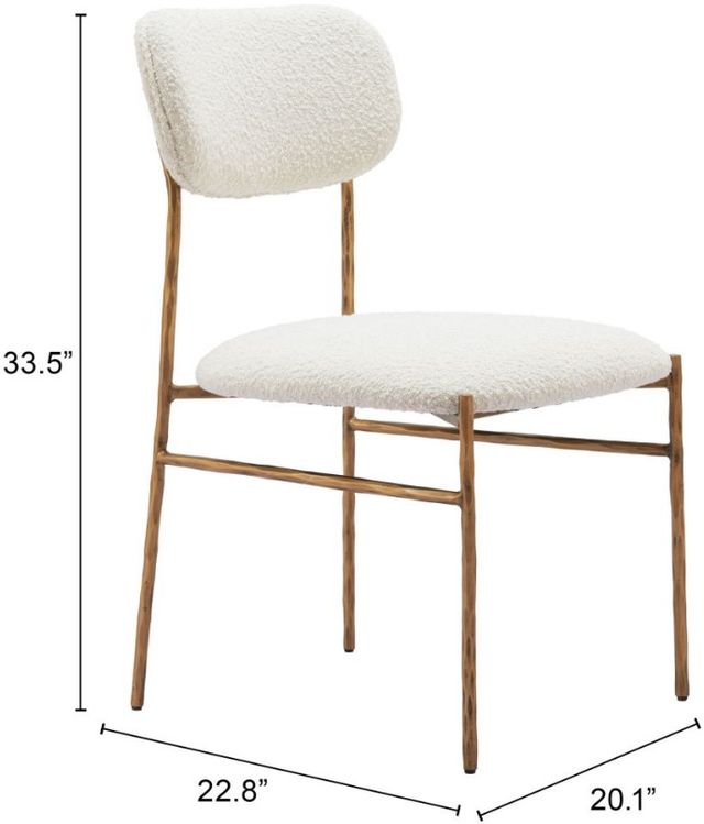 Zuo® Modern Sydhavnen Cream/Gold Dining Side Chair-1
