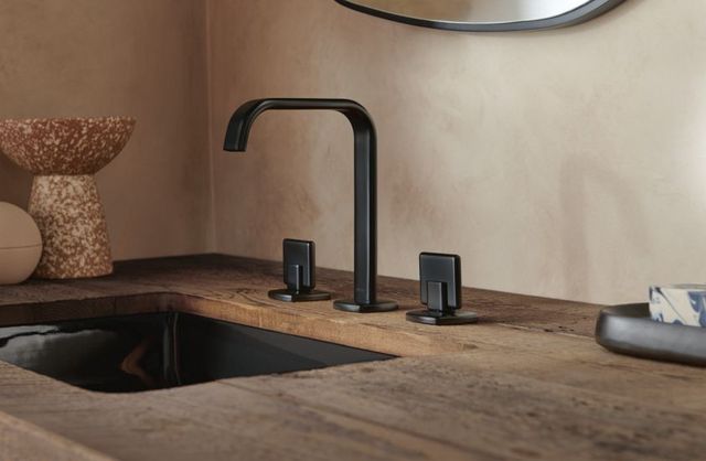 Brizo Allaria® Matte Black Widespread Lavatory Twist Lever Handle Kit-1