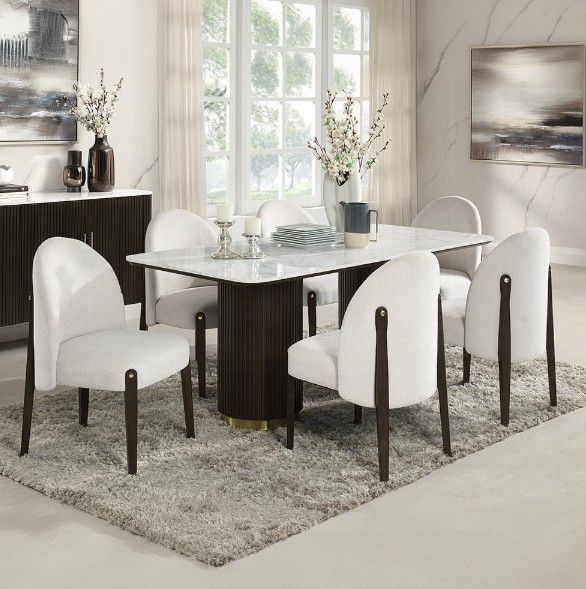 ACME Furniture Clayten White Dining Table with Espresso Base-2