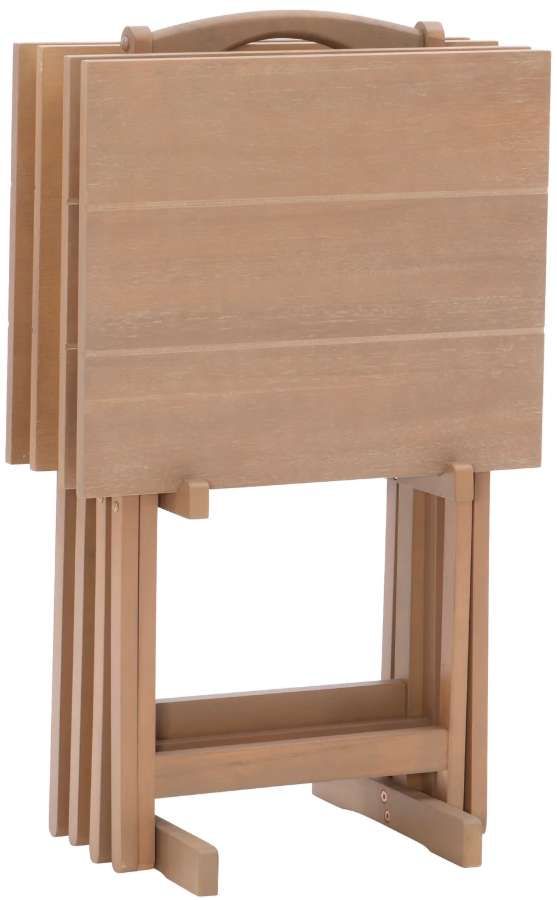 Linon Driftwood Acacia Tray Table Set-3