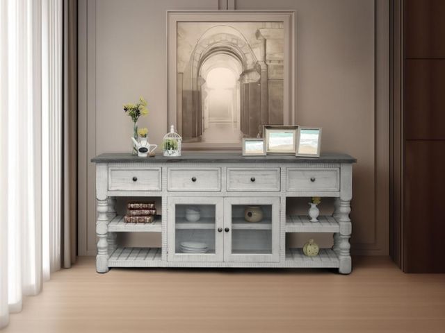 International Furniture Direct Stone Weathered Gray/White 80" TV Stand-1