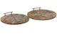 A & B Home 2-Piece Brown Decorative Round Tray Set-1