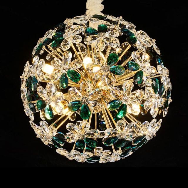 Michael Amini® Bouquet Emerald/Gold 16-Light Round Chandelier-4