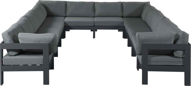 Meridian Furniture Nizuc 12-Piece Grey Outdoor Patio Modular Sectional Set-0