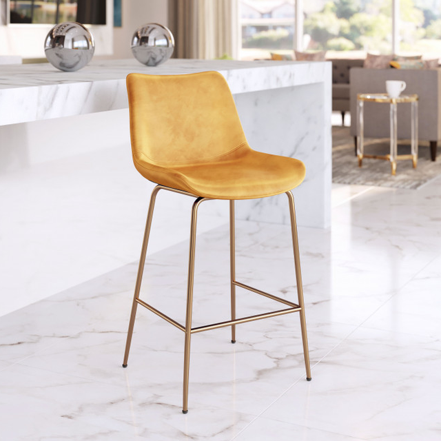 Zuo® Modern Tony Yellow/Gold Counter Chair-2