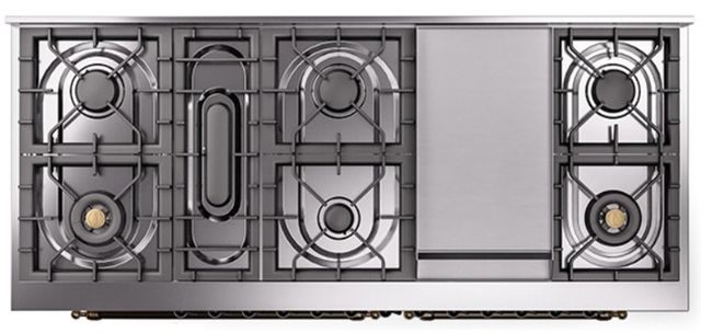 Ilve® Nostalgie II Noblesse 60'' Custom RAL Color Pro Style Dual Fuel Range with Burnished Trim-2