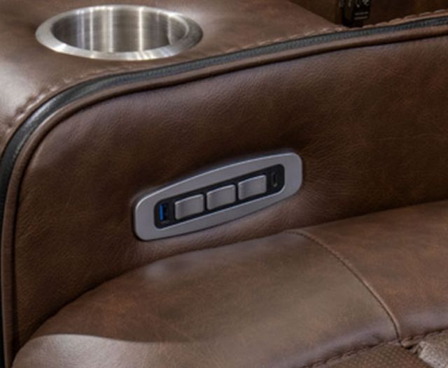 Signature Design by Ashley® Mestrino Hickory Power Reclining Sofa with Adjustable Headrest -5