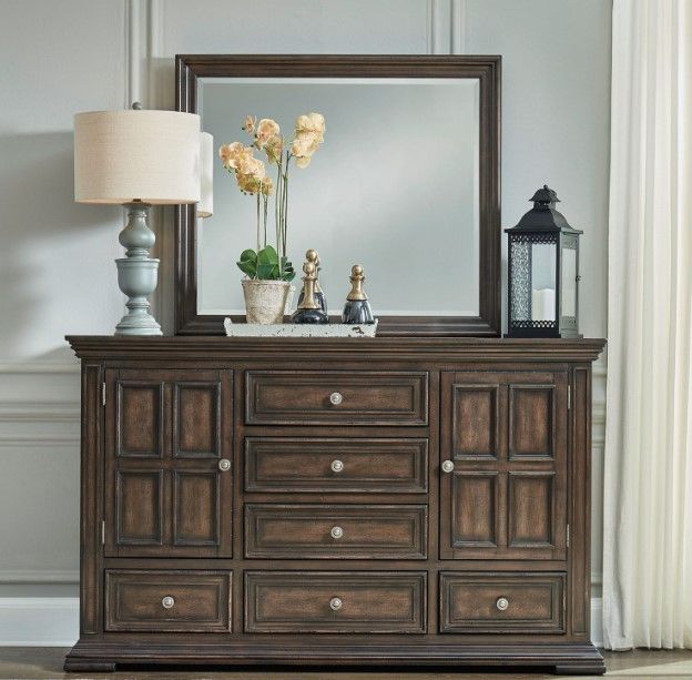 Liberty Furniture Big Valley Brownstone Dresser and Mirror-1