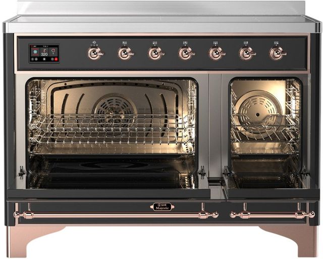 Ilve® Majestic III 48" Graphite Matte Pro Style Induction Range with Triple Glass Door and Copper Trim-1