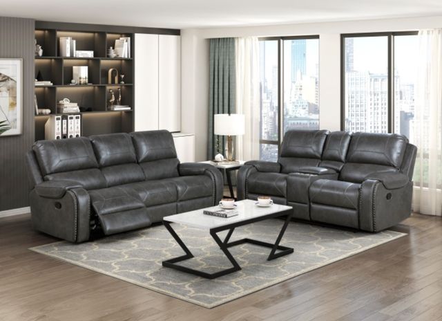Homelegance® Newnan Gray Double Manual Reclining Sofa-1