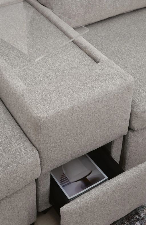 Benchcraft® ModMax Luxe 5-Piece Flint Double Chaise Sectional with Storage Consoles-2