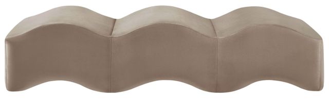 Meridian Furniture Wave Taupe Velvet Upholstered Bench-1