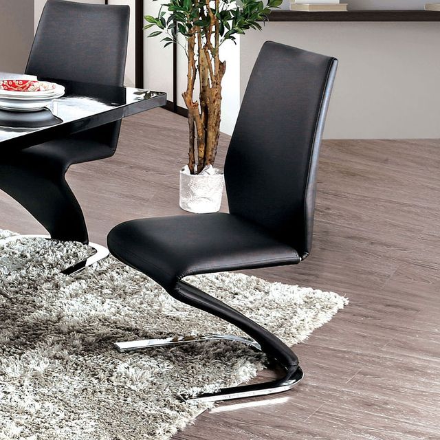 Furniture of America® Midvale Black/Chrome 2-Piece Side Chair Set-1