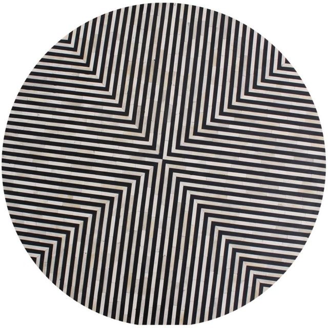Moe's Home Collection Chameau Black/White Striped Cylindrical Side Table-2